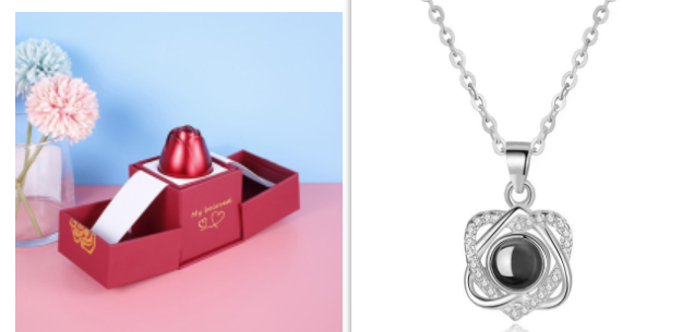 Hot Valentine's Day Gifts Metal Rose Jewelry Gift Box