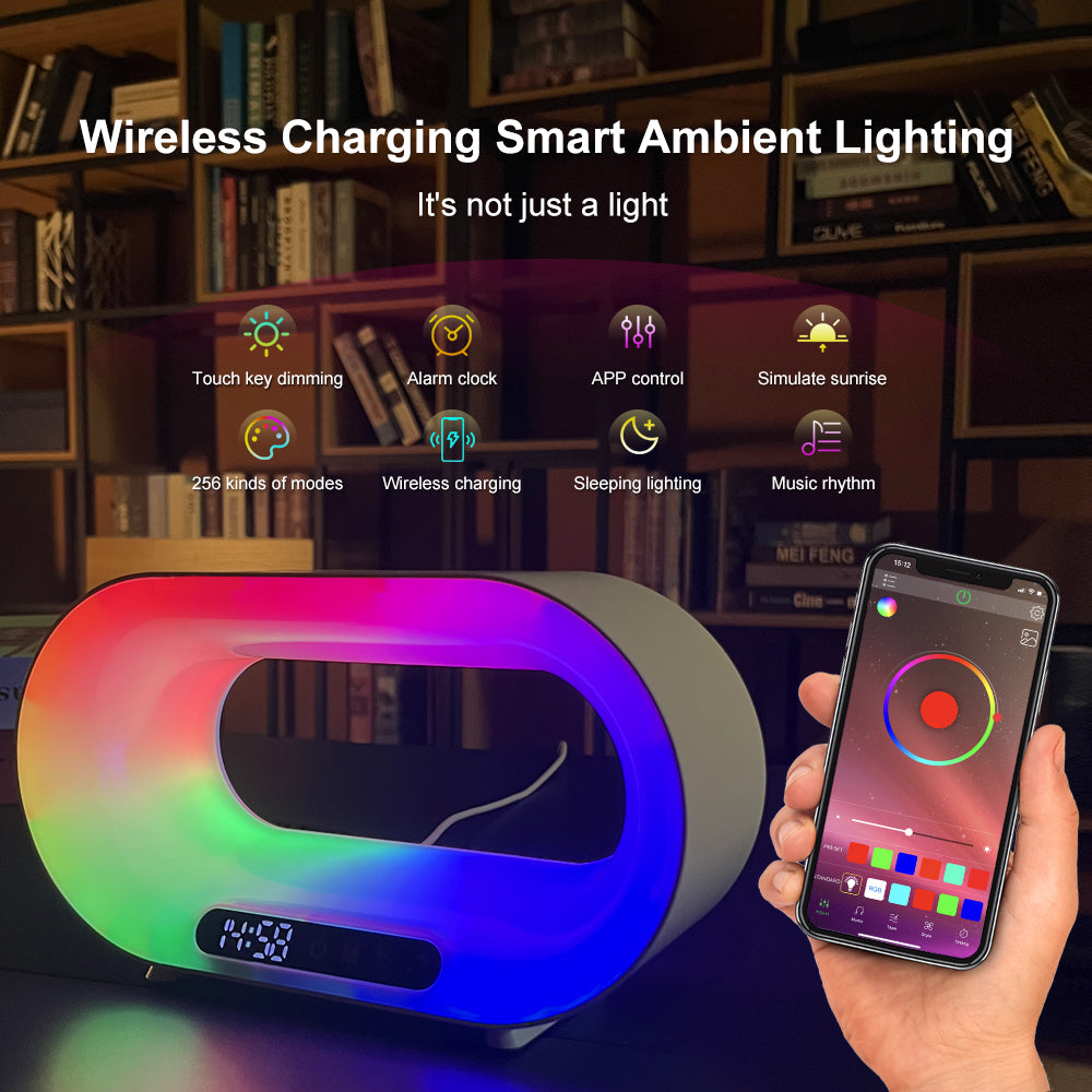 Multi-function 3 In 1 LED Night Light, Desk Lamp, Wireless Charger Alarm Clock