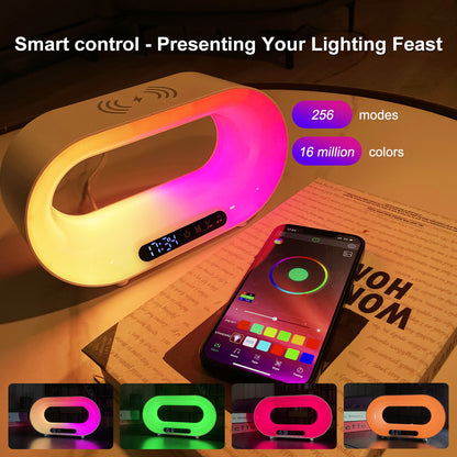 Multi-function 3 In 1 LED Night Light, Desk Lamp, Wireless Charger Alarm Clock