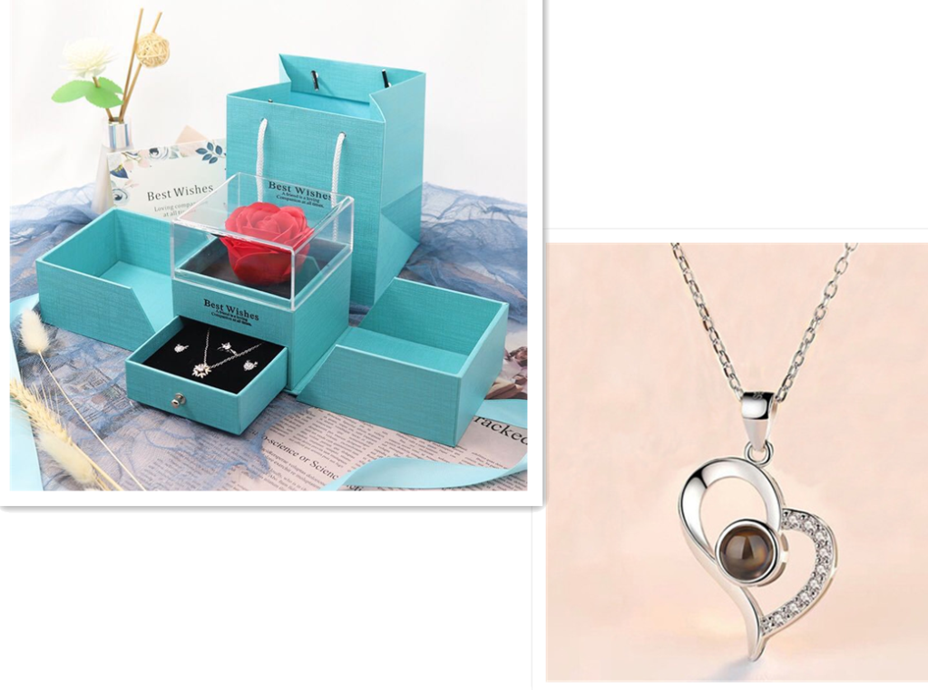 Hot Valentine's Day Gifts Metal Rose Jewelry Gift Box